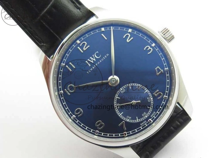 MIROTIME 0519 TimelessDesign Portuguese IW358304 ZF 1:1 Best Edition SS Blue Dial on Leather Strap A 7078